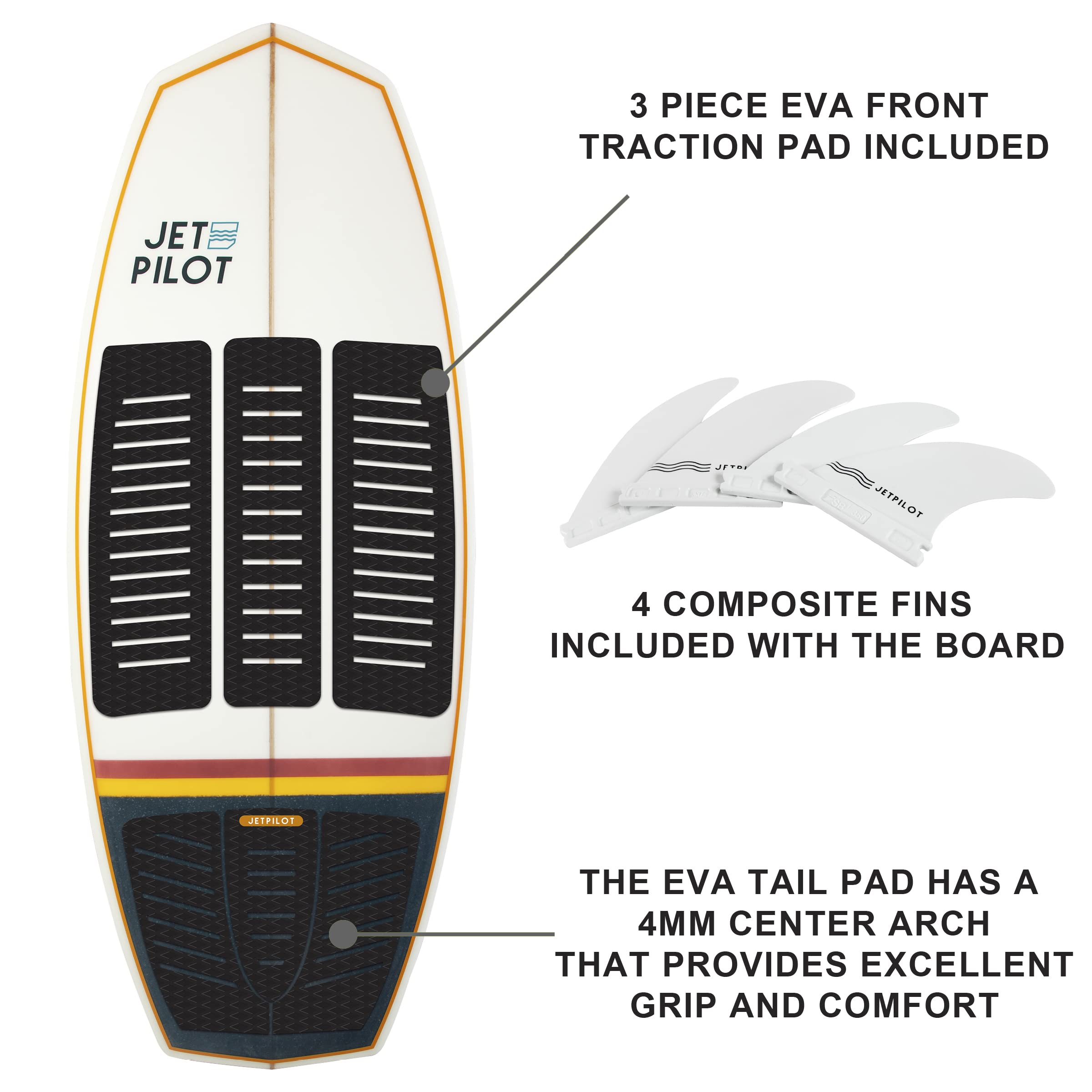 Jet Pilot Shovel Nose-Wake Surfboard (4ft-4in)