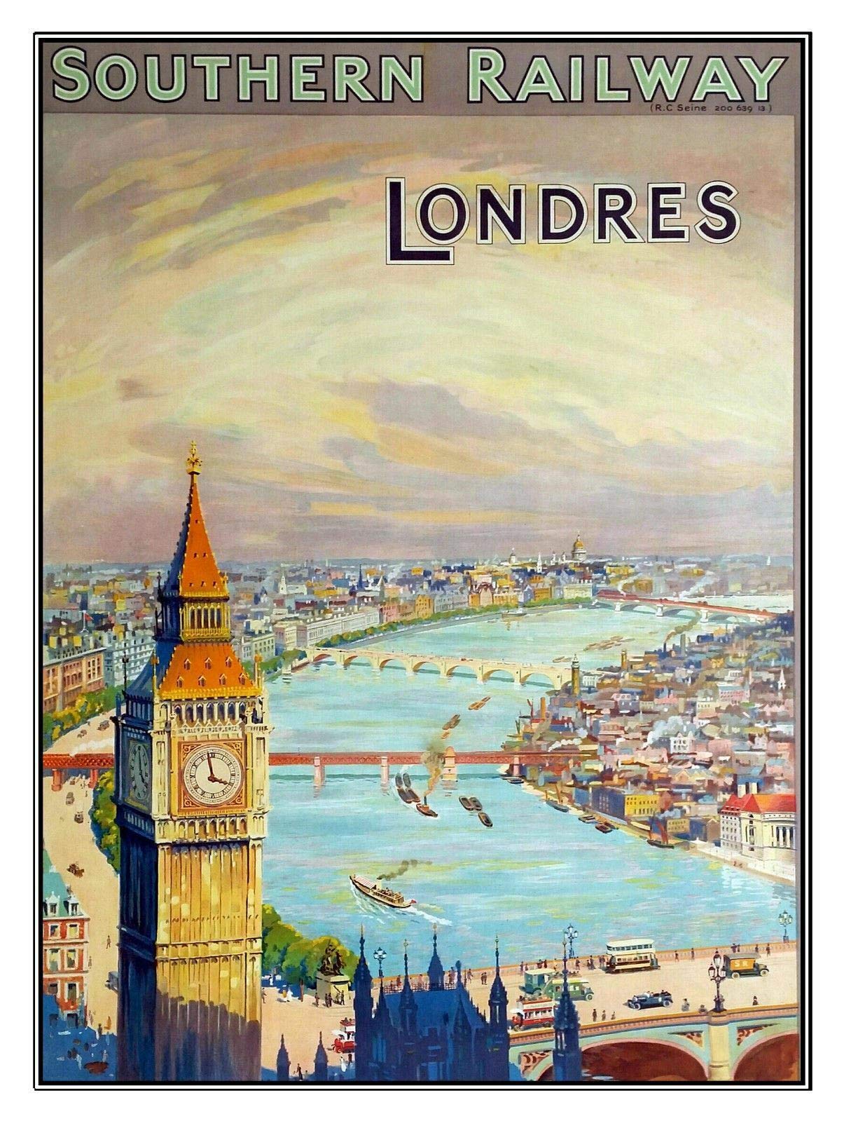 Inga SOUTHERN RAILWAY LONDRES Retro Metal Tin Sign Poster Plaque Garage Wall Decor METAL TIN SIGN 8x12 inches