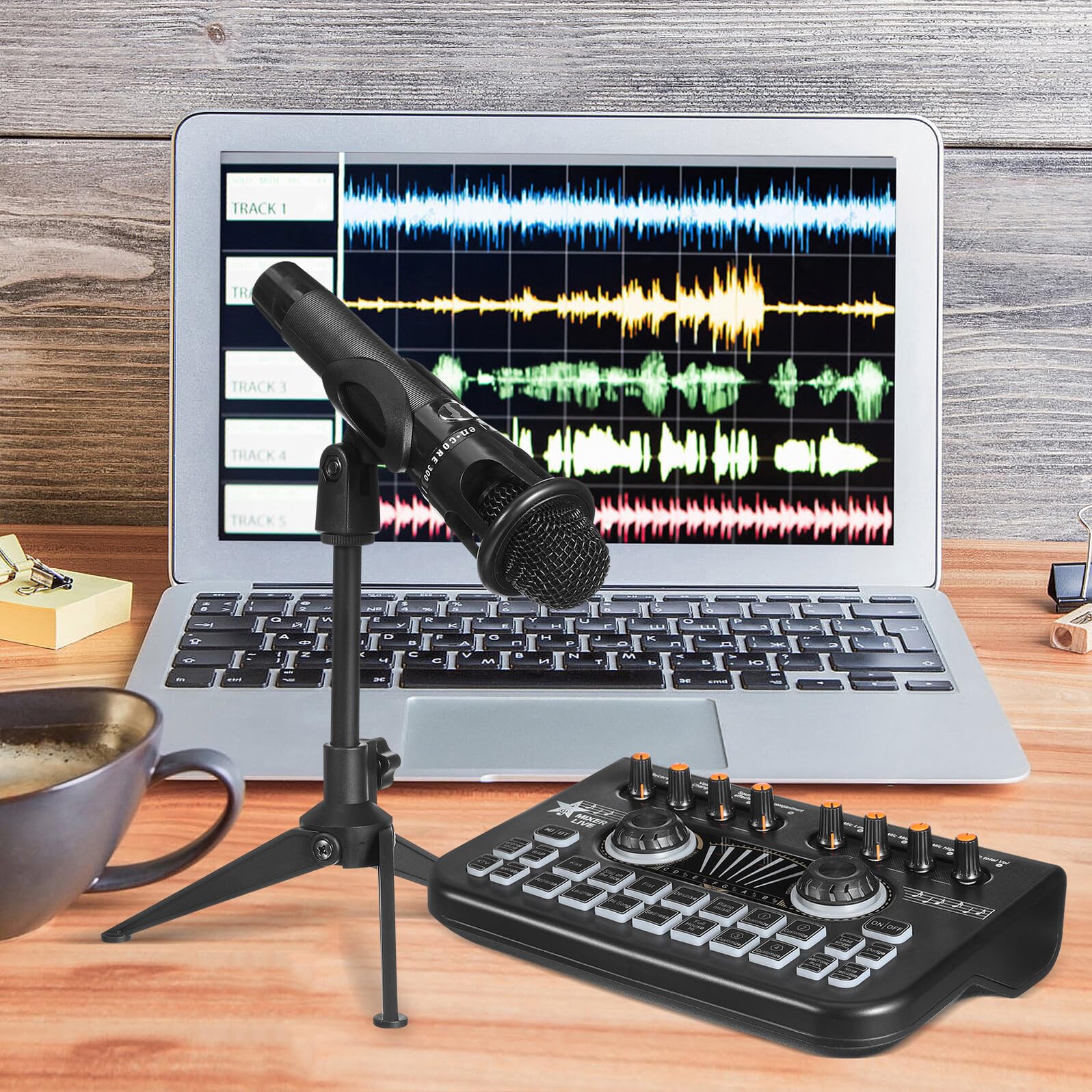 Apparecchiature per Registrazione Audio Kit di Studio con Microfono e Modifica Vocale Scheda Audio per Live Streaming e Registrazione di Podcast