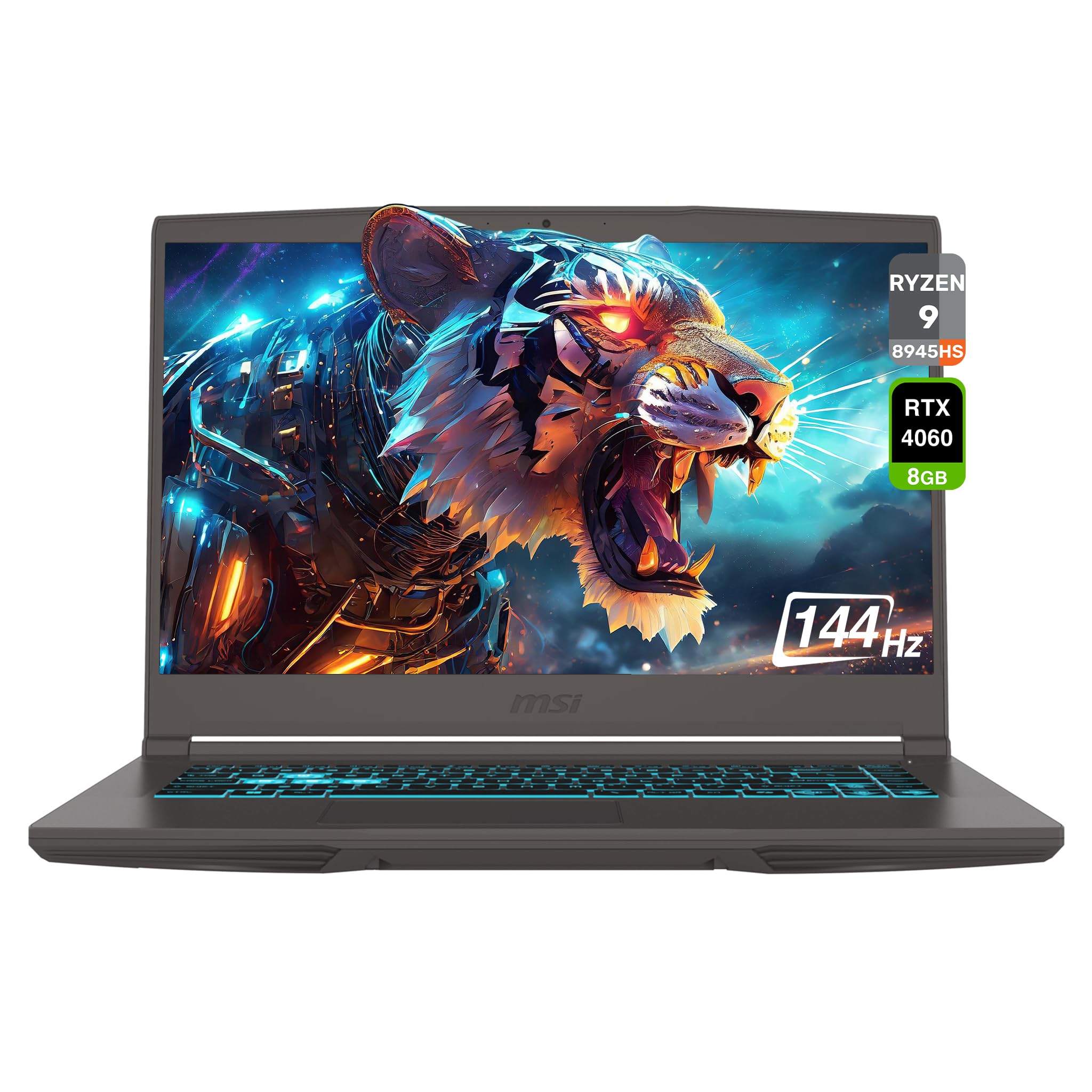 MSI Thin A15 Gaming AI Laptop, AMD Ryzen 9 8945HS, 64 GB DDR5 RAM, 2 TB PCIe SSD, 15.6" FHD (1920x1080) 144 Hz IPS Display, Nvidia G-Force RTX 4060, Backlit Keyboard, W11 Home, Black