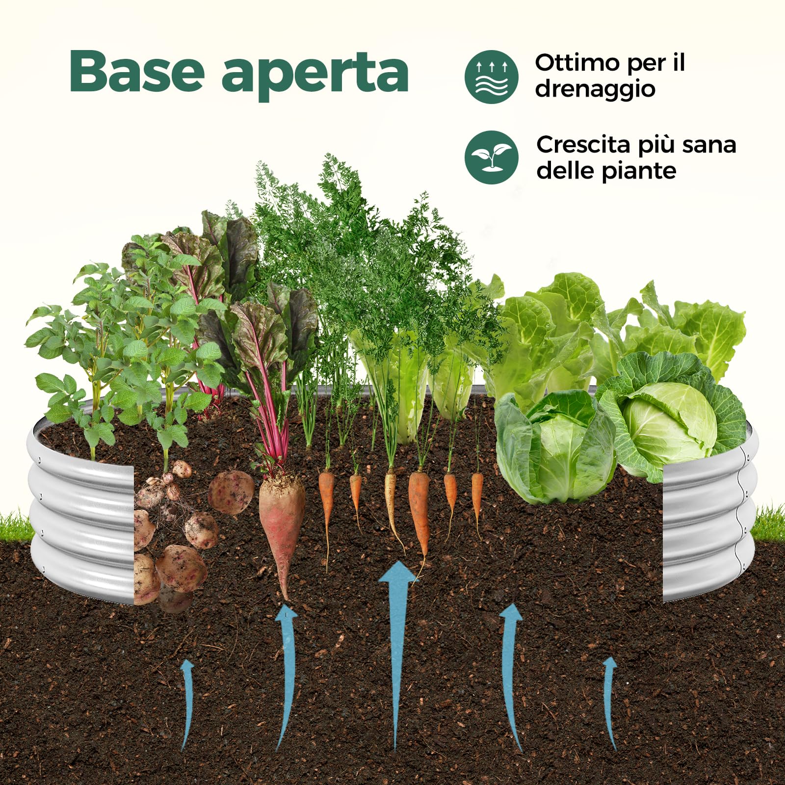 Bamworld Fioriera rialzata in metallo per giardino, 29 x 90 x 180 cm, senza ruggine, con ampia area, aiuola rialzata da assemblare, resistente alle intemperie e stabile per verdure, erbe e fiori
