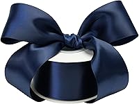 Vista 16 de Cinta de satén azul polvoriento, seda azul francés de 2 pulgadas para árbol de Navidad y ramo de boda, 25 yardas