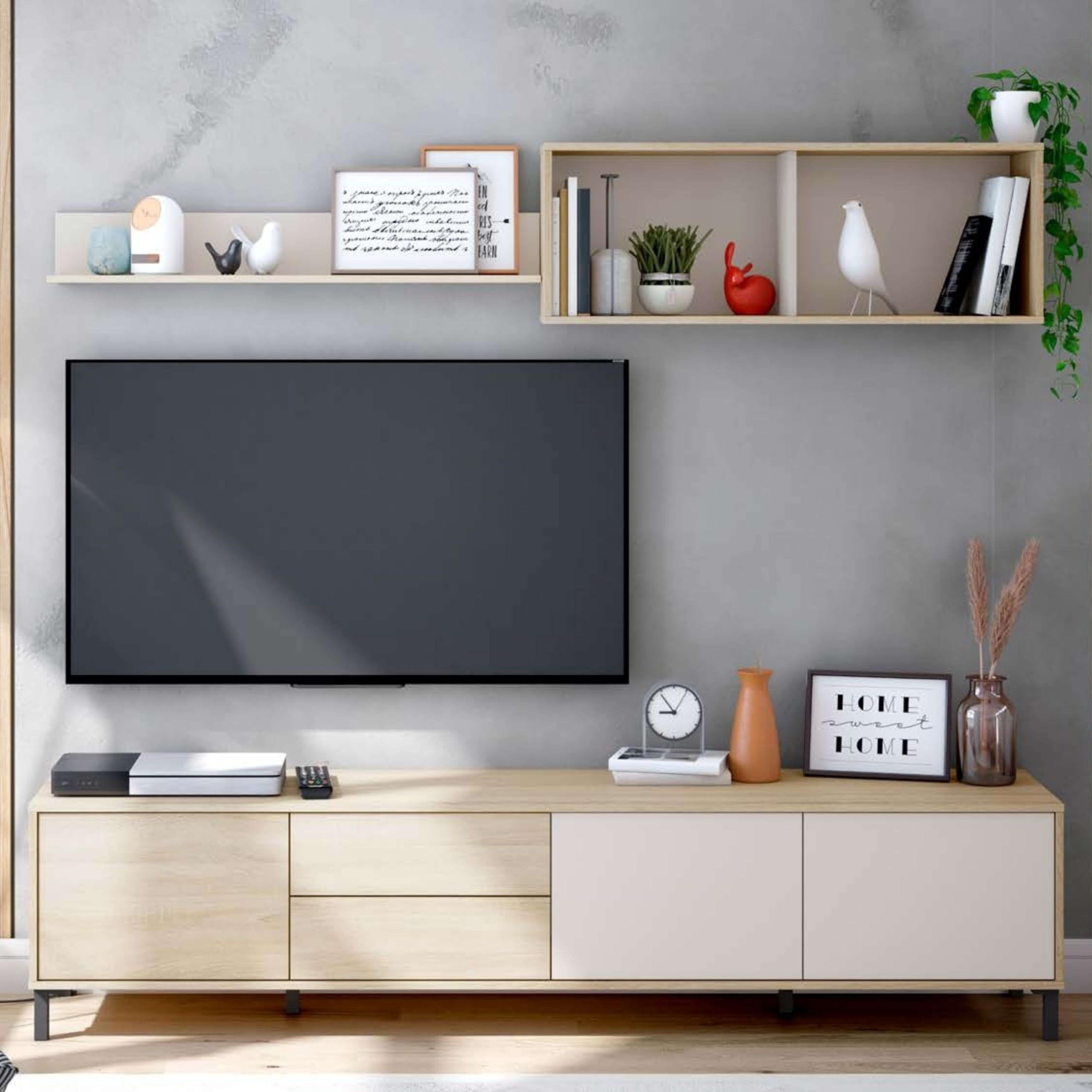 Miroytengo Mueble de Salón TV Bari, Módulos de Comedor, Mueble Televisión Roble Canadian y Cachemir 200 cm
