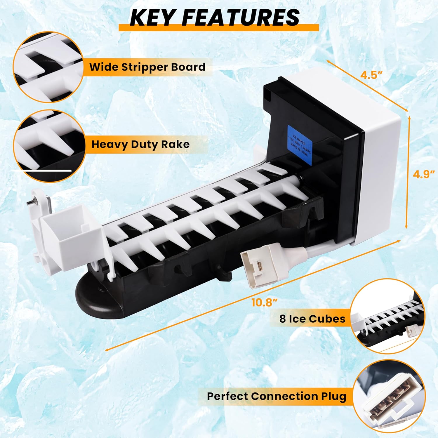 2198597 W10190960, 2198597R Compatible Ice Maker for KitchenAid KSCS25INSS00, KSCS25INMS00 Refrigerator Models