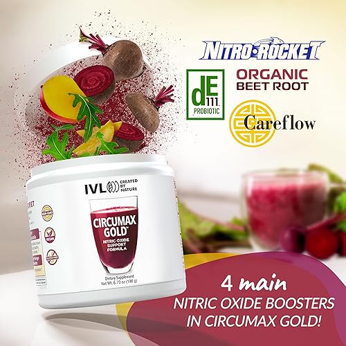 Miniatura 5 de CircuMax Gold - Suplemento de óxido nítrico en polvo - Remolacha orgánica - Suplemento en polvo de remolacha - Polvo de mango Careflow y Nitro