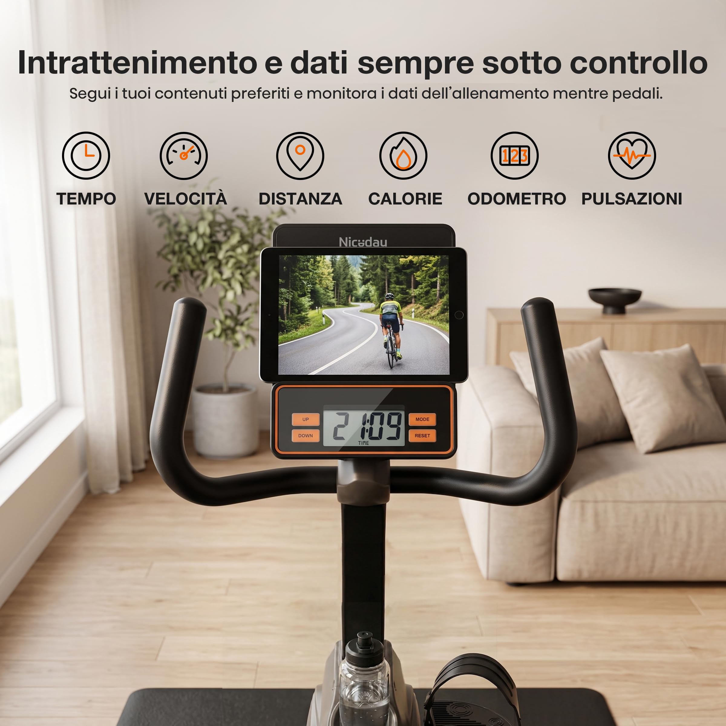 Niceday Cyclette reclinata per anziani, bici da casa silenziosa con 16 livelli di resistenza, sedile ergonomico con schienale, allenamento delicato sulle articolazioni, preassemblata all’85%