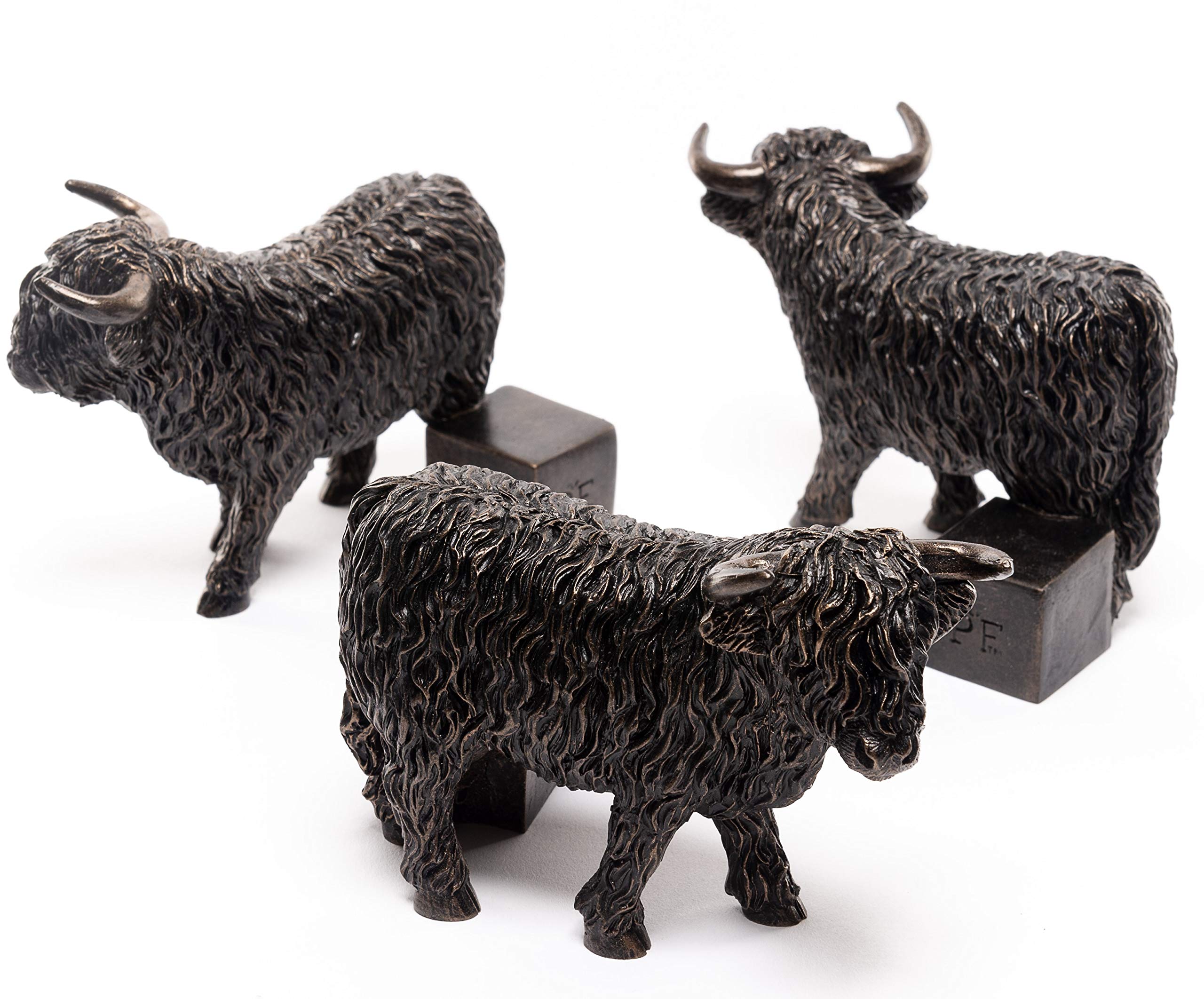 Potty Feet Highland Cow Figures Plant Pot Feet - Planter Support - Handmade Decorative Ornaments - 3pcs