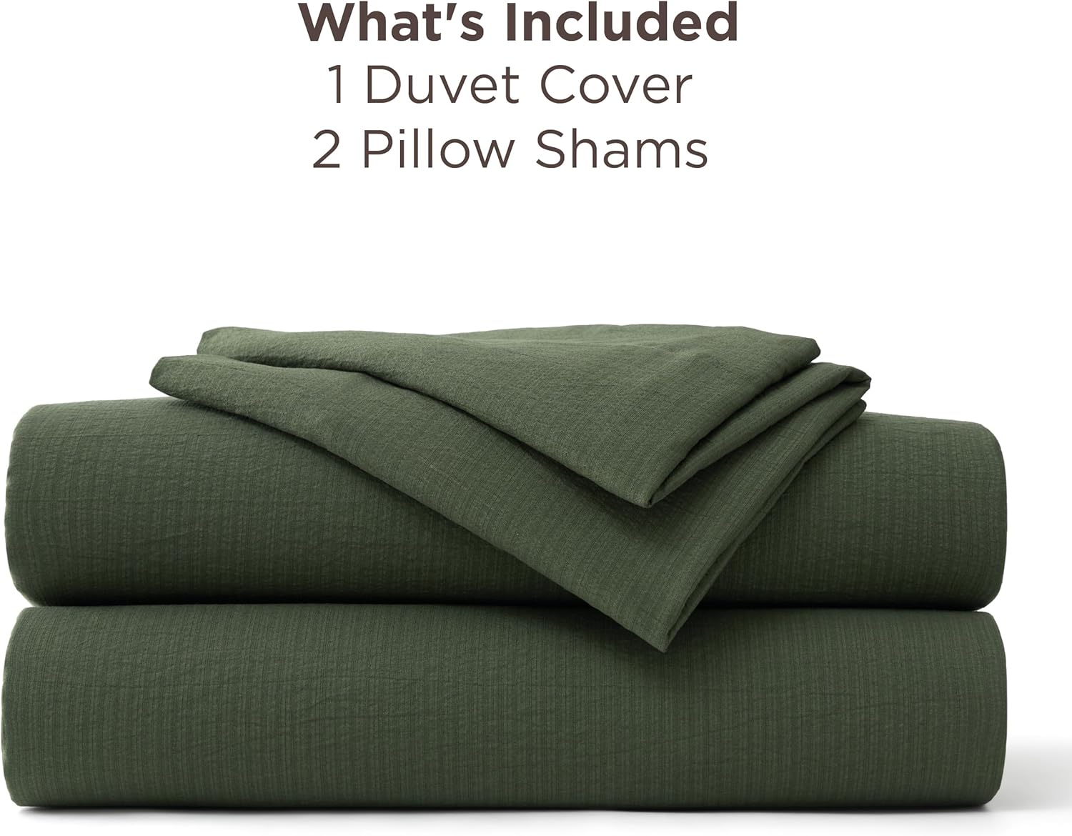 Bedsure Textured Duvet Cover Queen Size - Cotton-Like Polyester Jacquard Duvet Cover Set for All Seasons - 3 Pieces Elevated Dobby Ultra Soft Bedding Set, NO Comforter (Olive Green, Queen, 90"x 90")