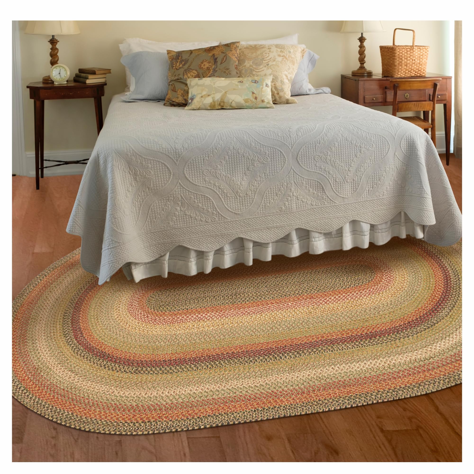 Homespice Kingston Braided Oval Area Rugs 5x8' – Country Style Braided Rugs for Living Room, Bedroom and Dining Area