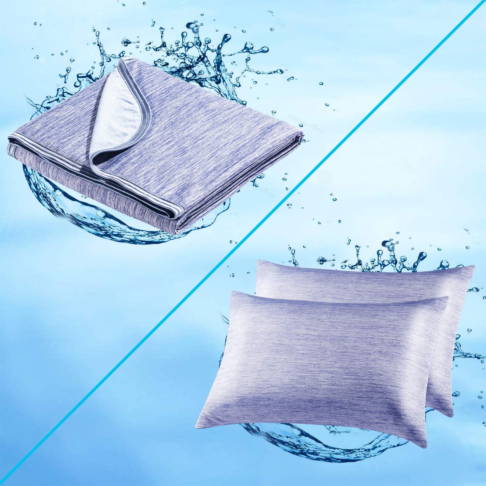Marchpower Cooling Cotton Blanket (Queen/Full Size) and Pillowcase (Standard)