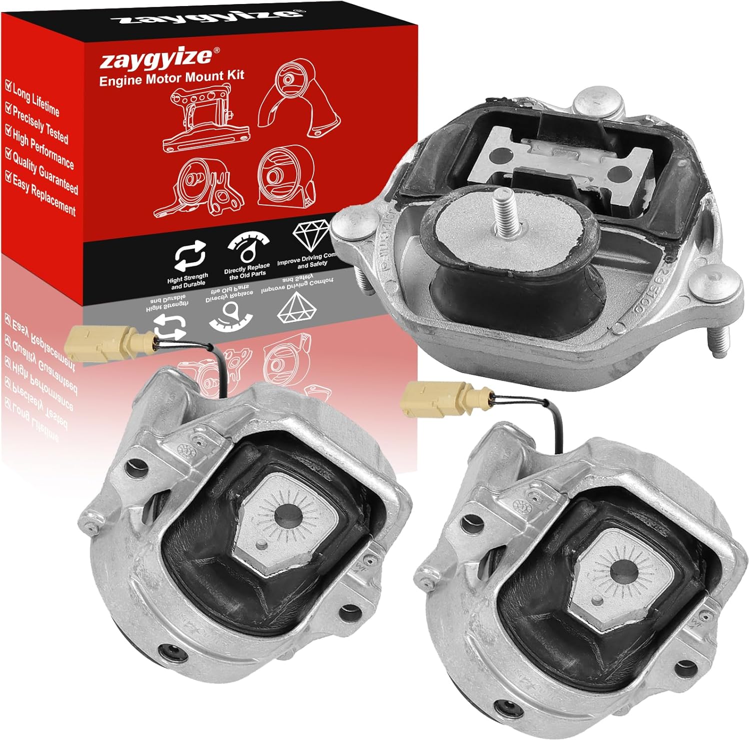 Engine Motor Mount and Trans Mount Compatible with Audi A4 2009-2016 2.0L, A5 Quattro 2008-2009 2015-2017, A5 2010-2014, Auto Transmission, Replace# A6991HY,A6991HY,A4920, 3PCS