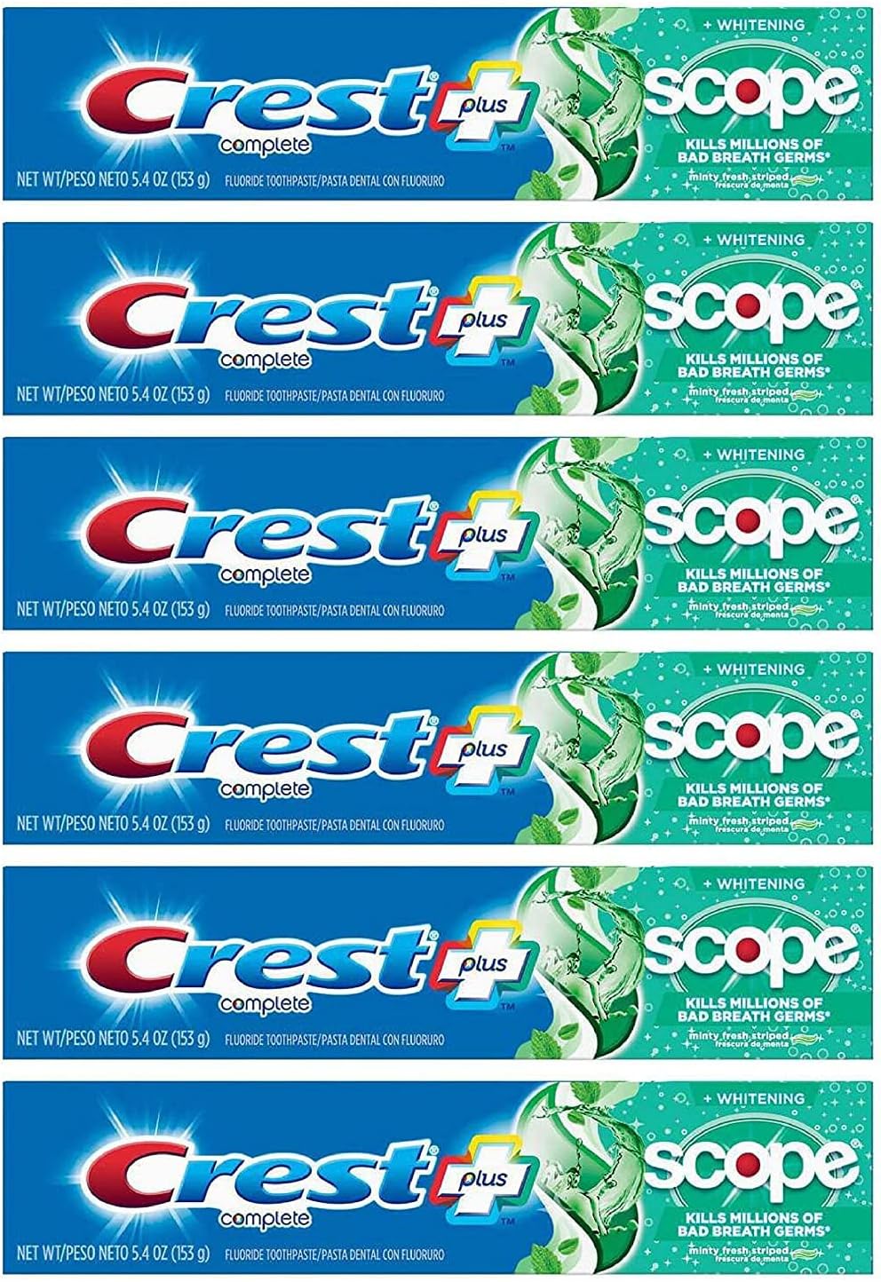 Toothpaste 5.4 Ounce Plus Scope Whitening Minty Fresh (Pack of 6)