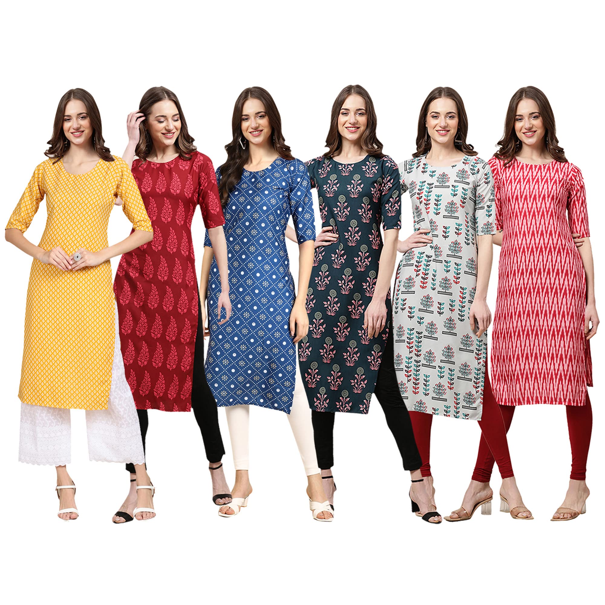 Pinkmint Women's Crepe Digital Print Straight Kurta (M-350-337-353-335-340-328-Xl)
