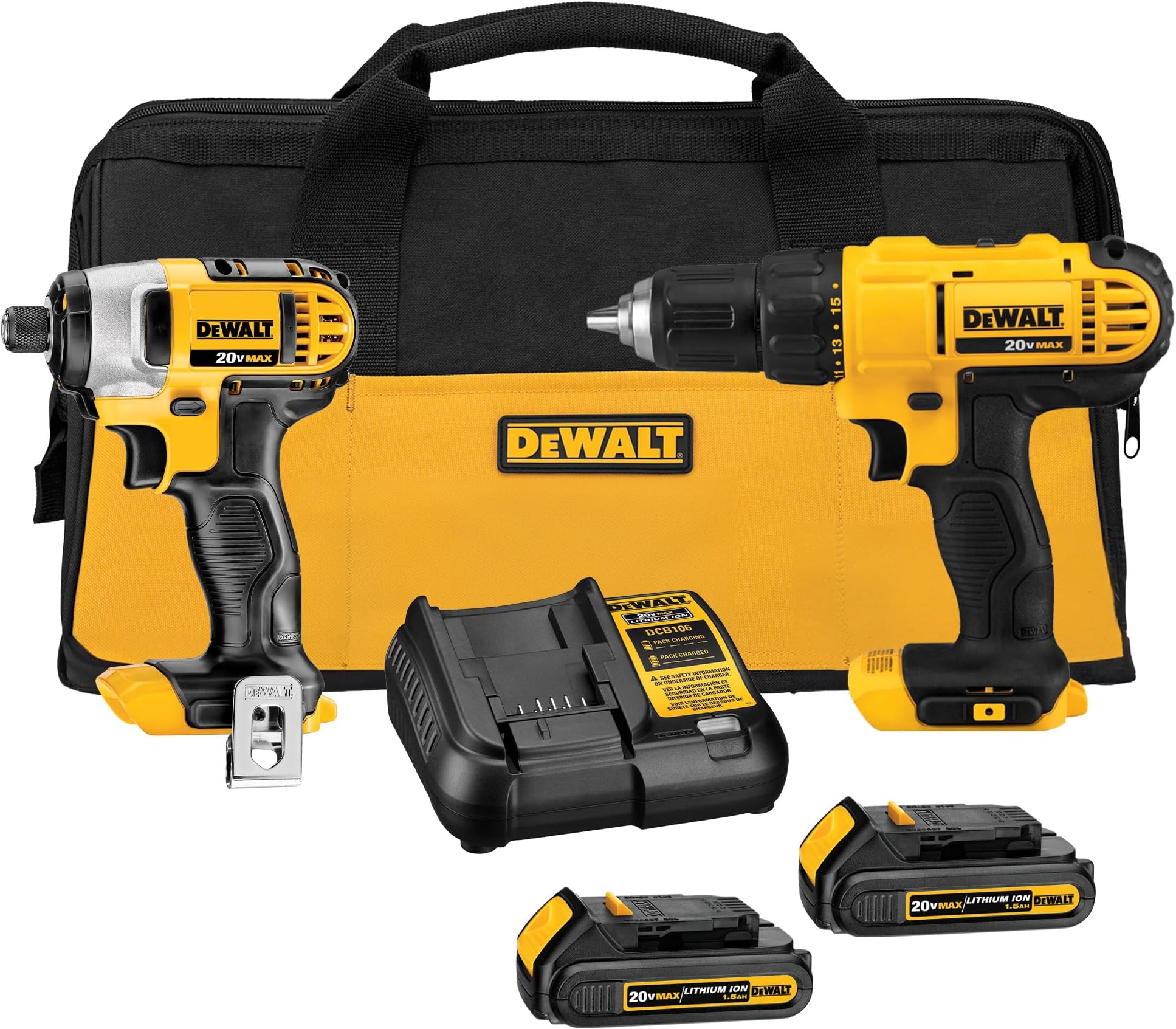20V MAX Cordless Drill and Impact Driver, Power Tool Combo Kit with 2 Batteries and Charger (DCK240C2)