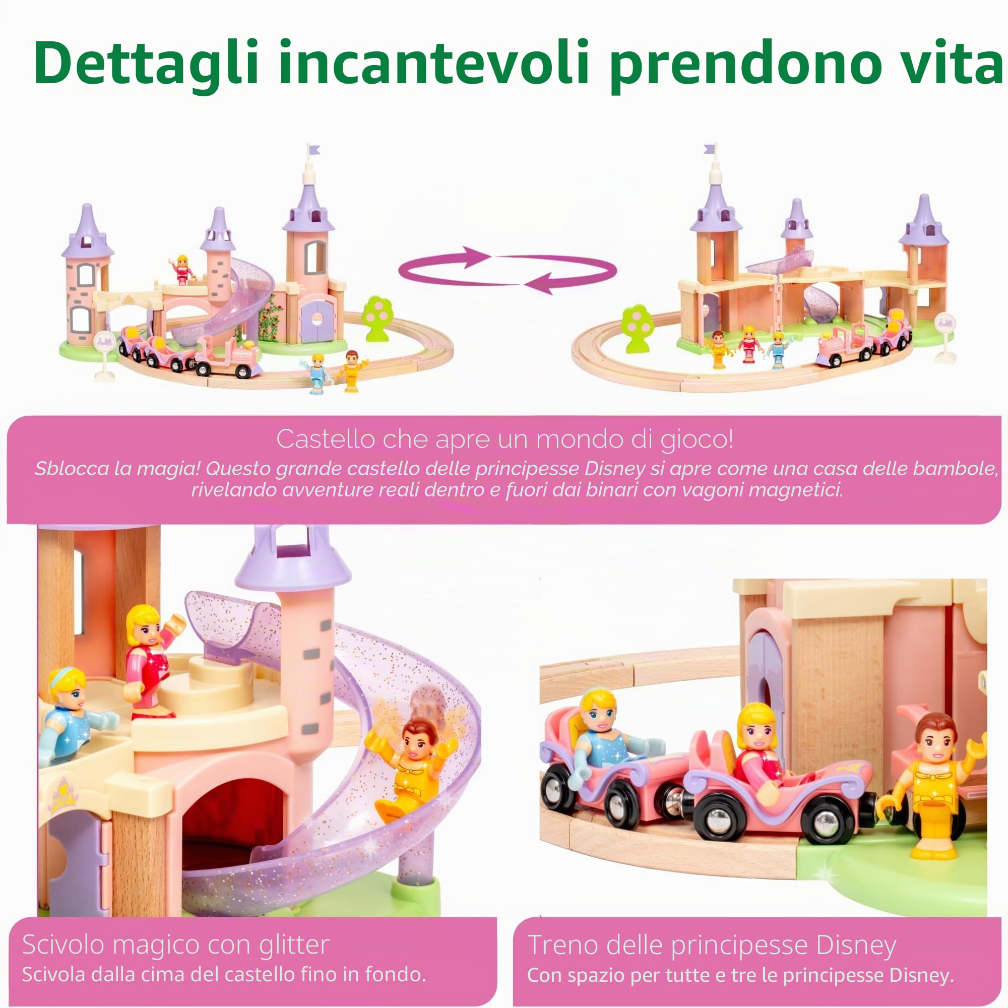 Set di trenini da sogno BRIO Disney Princess 33312 - Un'aggiunta da favola al trenino in legno BRIO - Consigliato a partire dai 3 anni