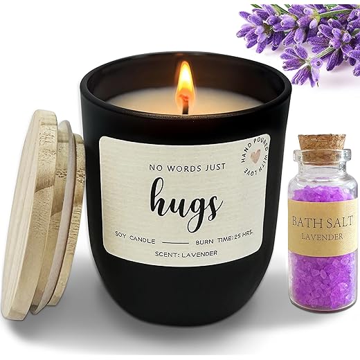 No Words Just Hugs - Lavender Scented Candle, 12oz, Sympathy Gift for Loss of Loved One