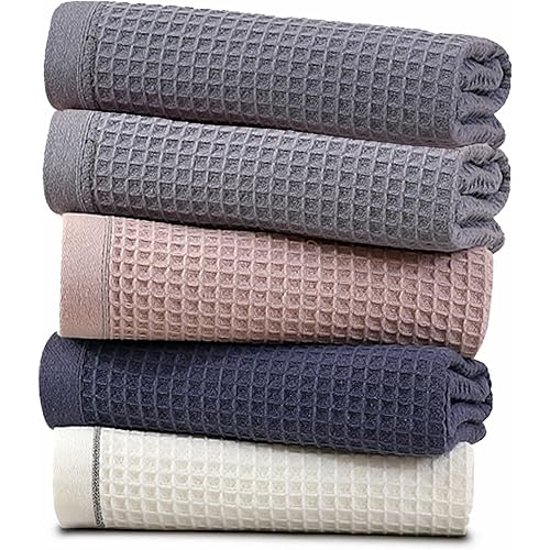 Kitchen Towels and Dishcloths Sets, 14 X 14 Inches, Absorbent Dish Towels for Kitchen, Microfiber Cleaning Cloth, Dish Cloths for Washing Dishes, Waffle Kitchen Towels (Multicolored)