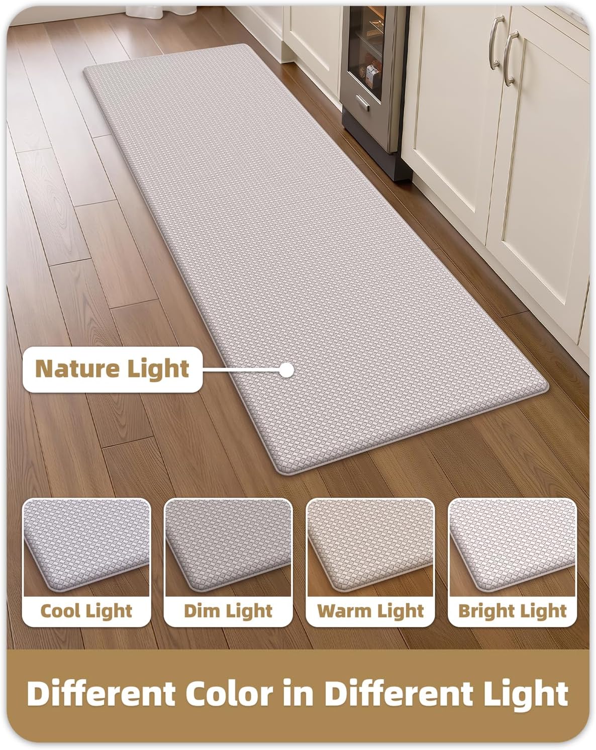 Color&Geometry Anti Fatigue Cushion Padded Kitchen Mat for Floor - 17x29+17x59,Easy Clean, Water & Oil Proof, Anti Slip, Foam Rubber Runner Rug for Front Sink Comfort Standing, Floral White Set of 2 17"x29"+17"x59" Floral White