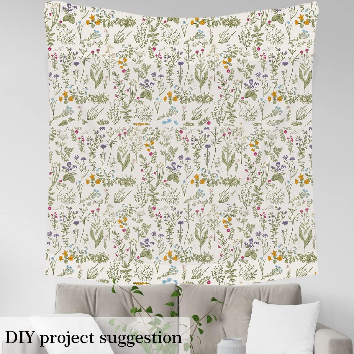 Floarl Upholstery Fabric by The Yard,Farmhouse Flowers Reupholstery Fabric for Chairs,Garden Floral Botanical Waterproof Outdoor Fabric,2 Yards,(L184*W150cm) Purple Green - Image 5
