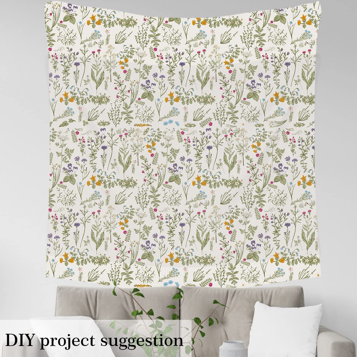 Floarl Upholstery Fabric by The Yard,Farmhouse Flowers Reupholstery Fabric for Chairs,Garden Floral Botanical Waterproof Outdoor Fabric,5 Yards,(L460*W150cm) Purple Green - Image 4