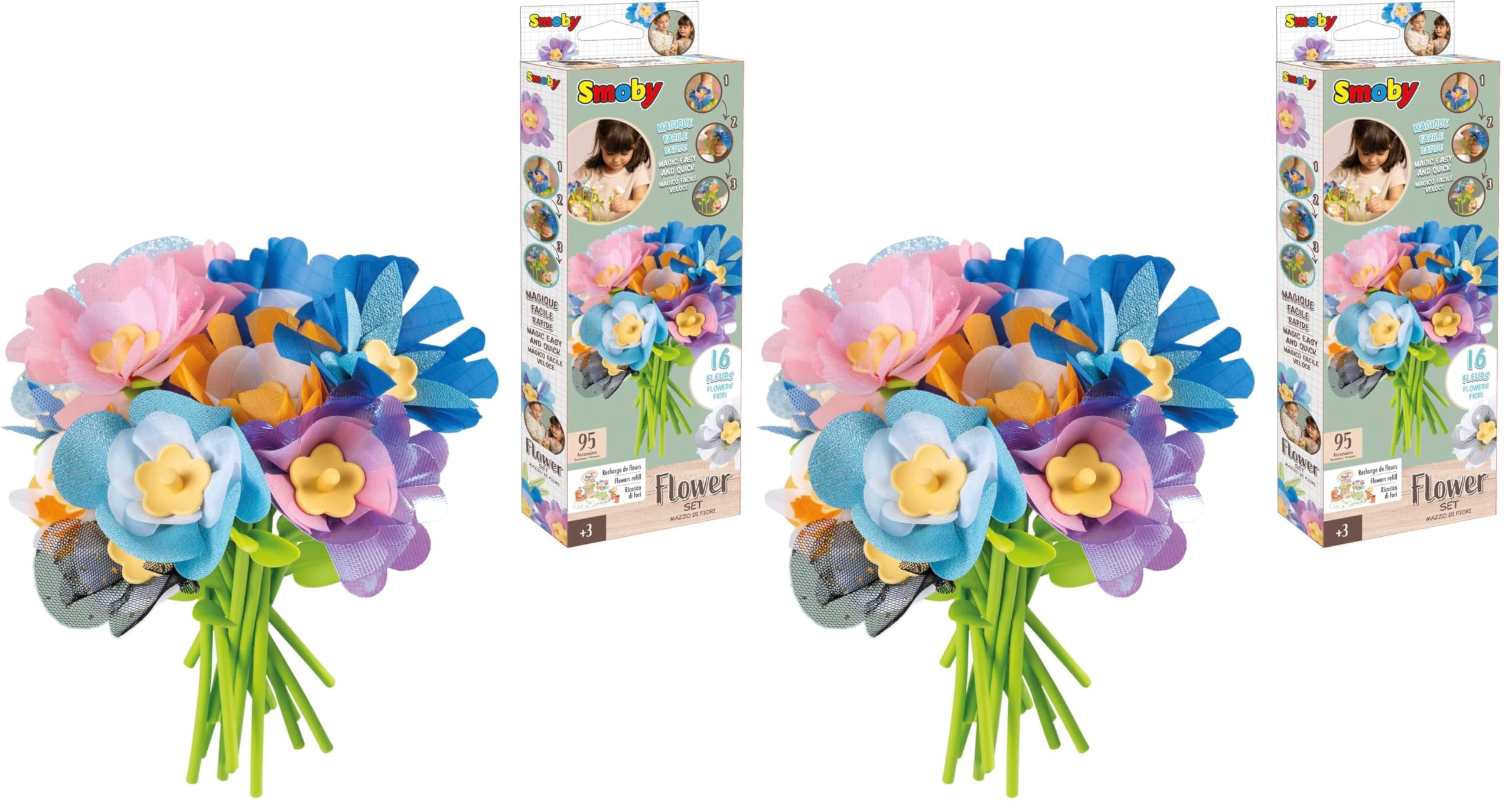 Smoby - Flower Market - Activité Manuelle - Recharge 16 Fleurs pour Le Marché aux Fleurs - A Partir de 3 Ans - Fabrication Française (Lot de 2)