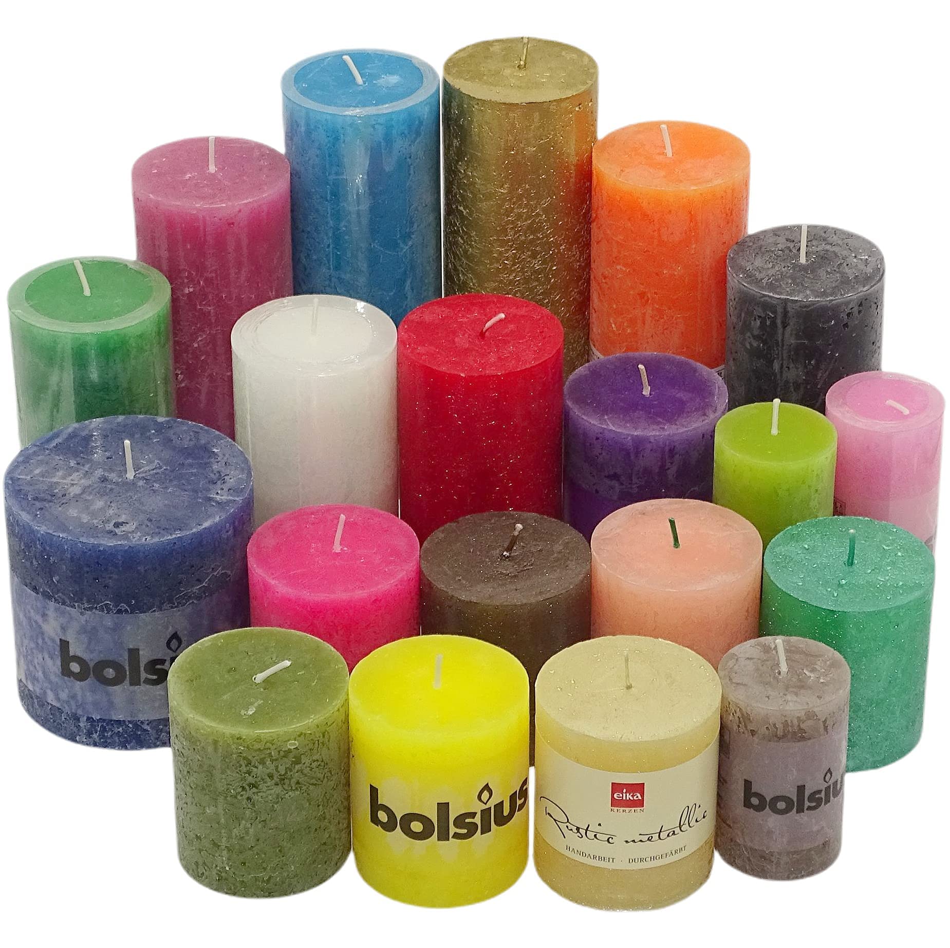 6 Kg Rustikale Stumpenkerzen Set - Gemischte Farben Produktbild-Vorschau 11