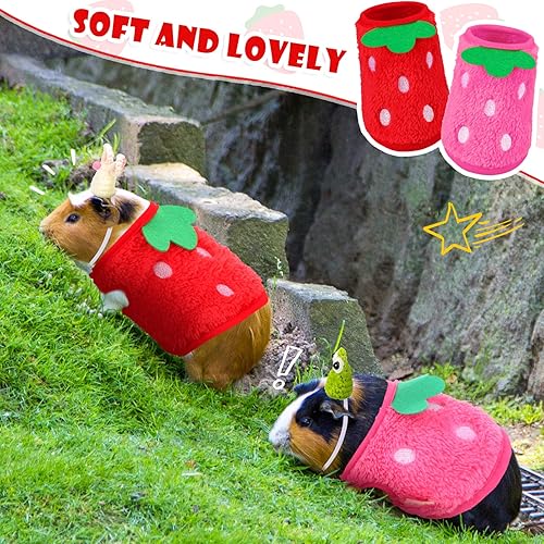 Miniatura 7 de Mixweer 4 piezas de conejillo de indias incluye 2 ropa de conejillo de indias y 2 lindos mini sombreros con correa ajustable, chaleco cálido para