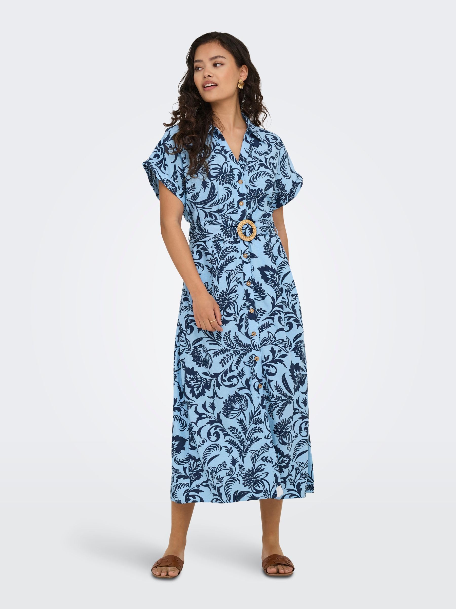 ONLY Female Hemdblusenkleid ONLJAKIRI Leinen Langes Kleid | Shirt dress