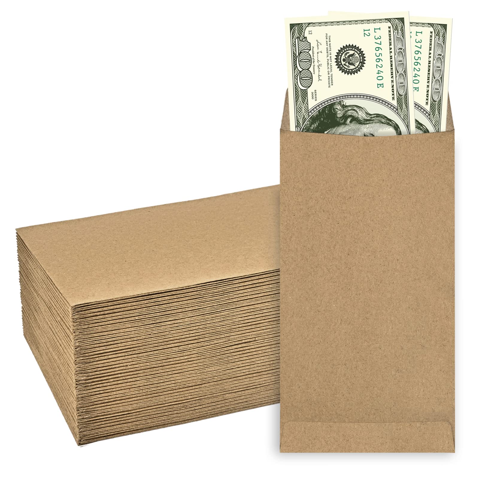 swesara100 Pack Small Coin Envelopes, 2.25 x 3.5 Brown Tiny Seed Envelopes Mini Parts Small Items Stamps Storage Packets Envelopes for Garden, Office or Wedding Gift