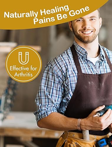 Miniatura 7 de Feraco Pulsera de cobre puro para hombres, pulseras de terapia magnética de fuerza mejorada 18X con 3500 imanes de neodimio Gauss, brazalete de