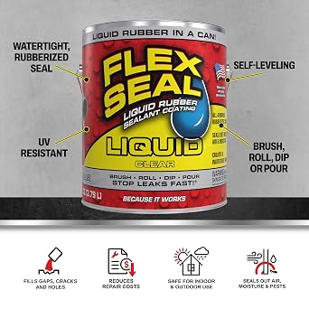 Flex Seal Liquid Rubber Sealant Coating, Waterproof, Clear, 128 oz