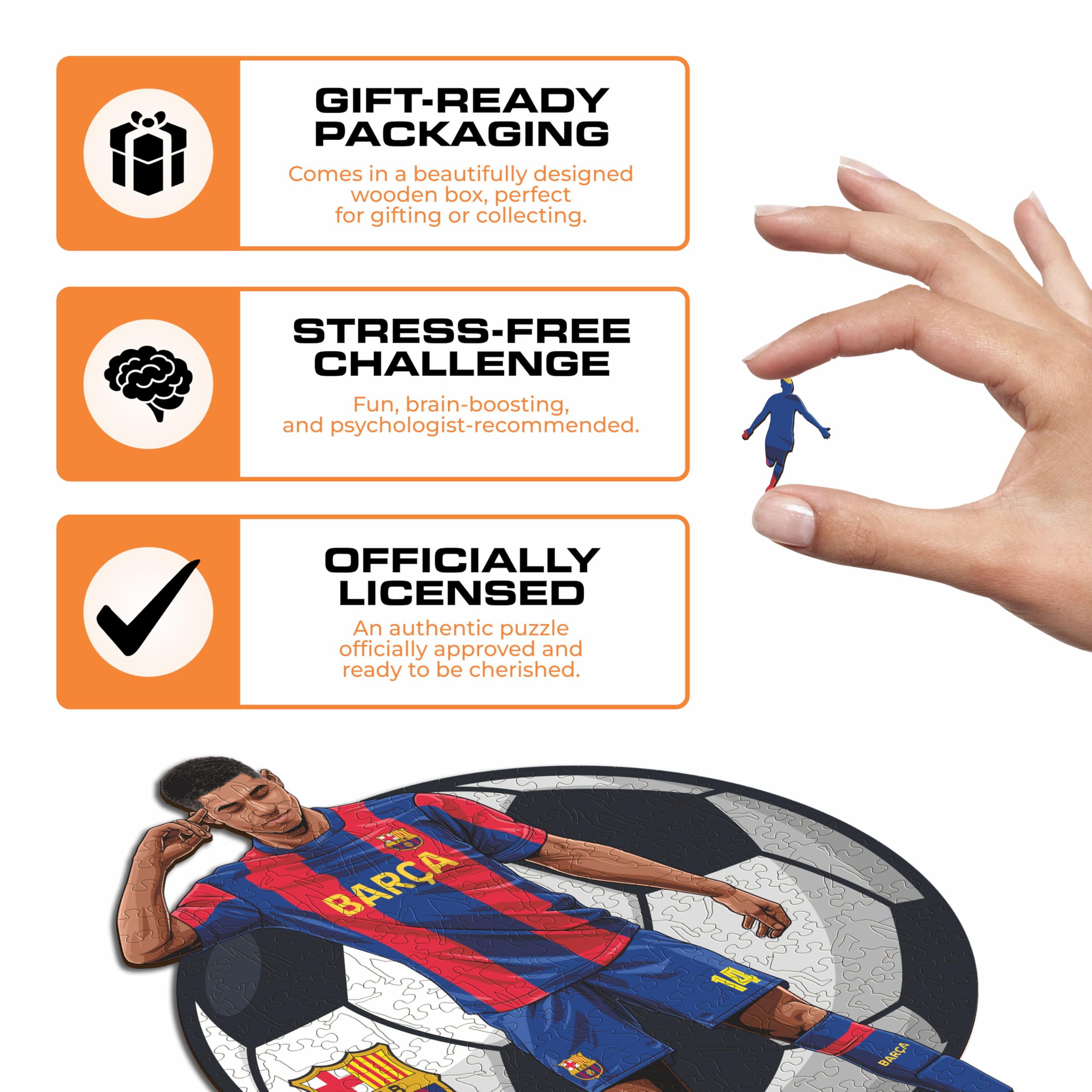 Iconic Puzzles -Oficjalnie licencjonowane 100% zrównoważone drewniane puzzle, L, 500 sztuk, Marcus Rashford