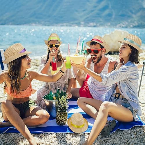 Miniatura 7 de Newcotte Sombreros de fiesta, sombreros de paja, sombrero Fedoraa a granel, sombreros de fiesta cubanos de la Habana con gafas de sol hawaianas,