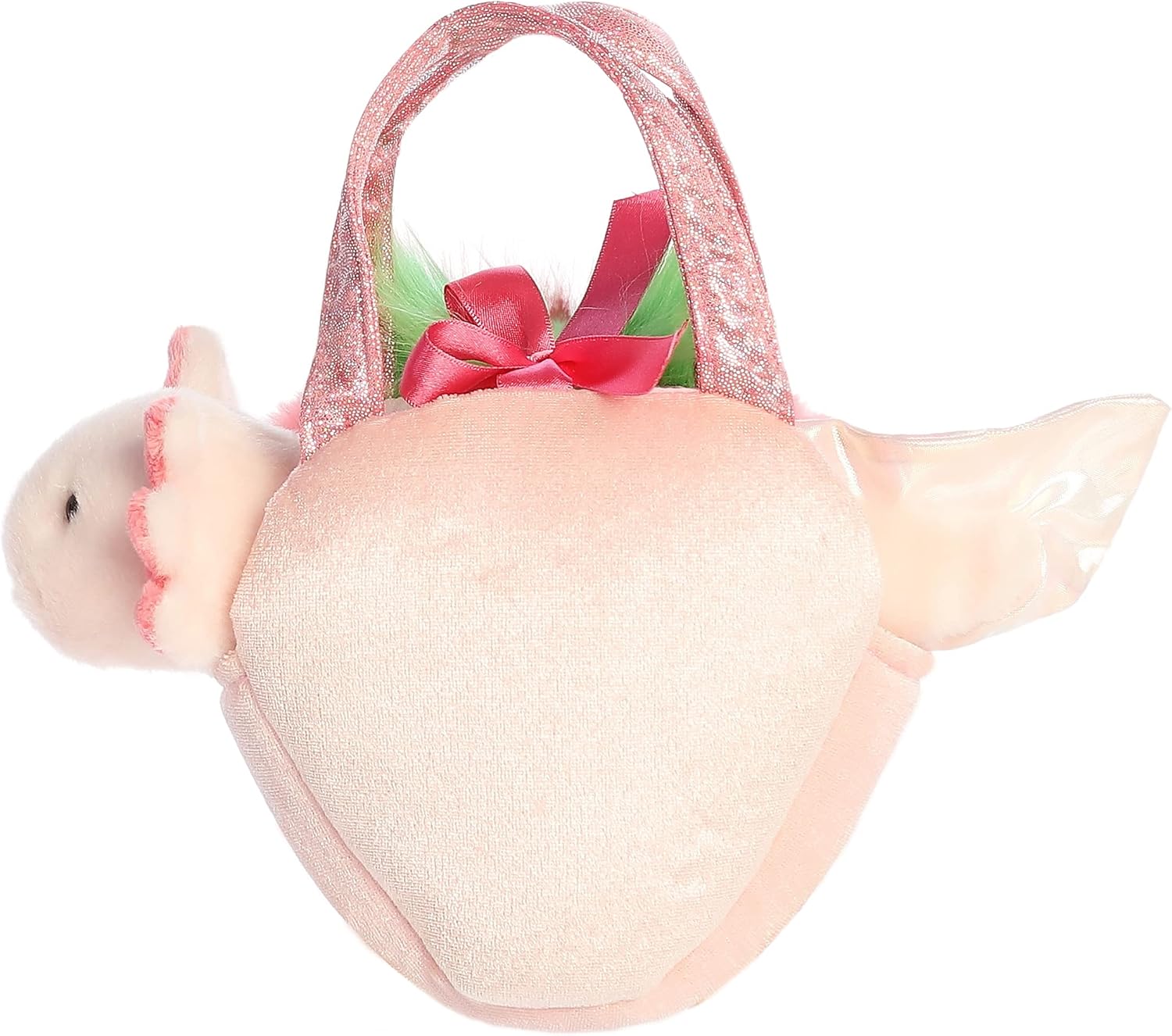 Aurora® Fashionable Fancy Pals™ Strawberry Axolotl Stuffed Animal - Plush with Stylish Purse for Dress Up Fun - Perfect for Kids 3+ Years, Costumes, and Birthdays - Pink 9.5 Inches