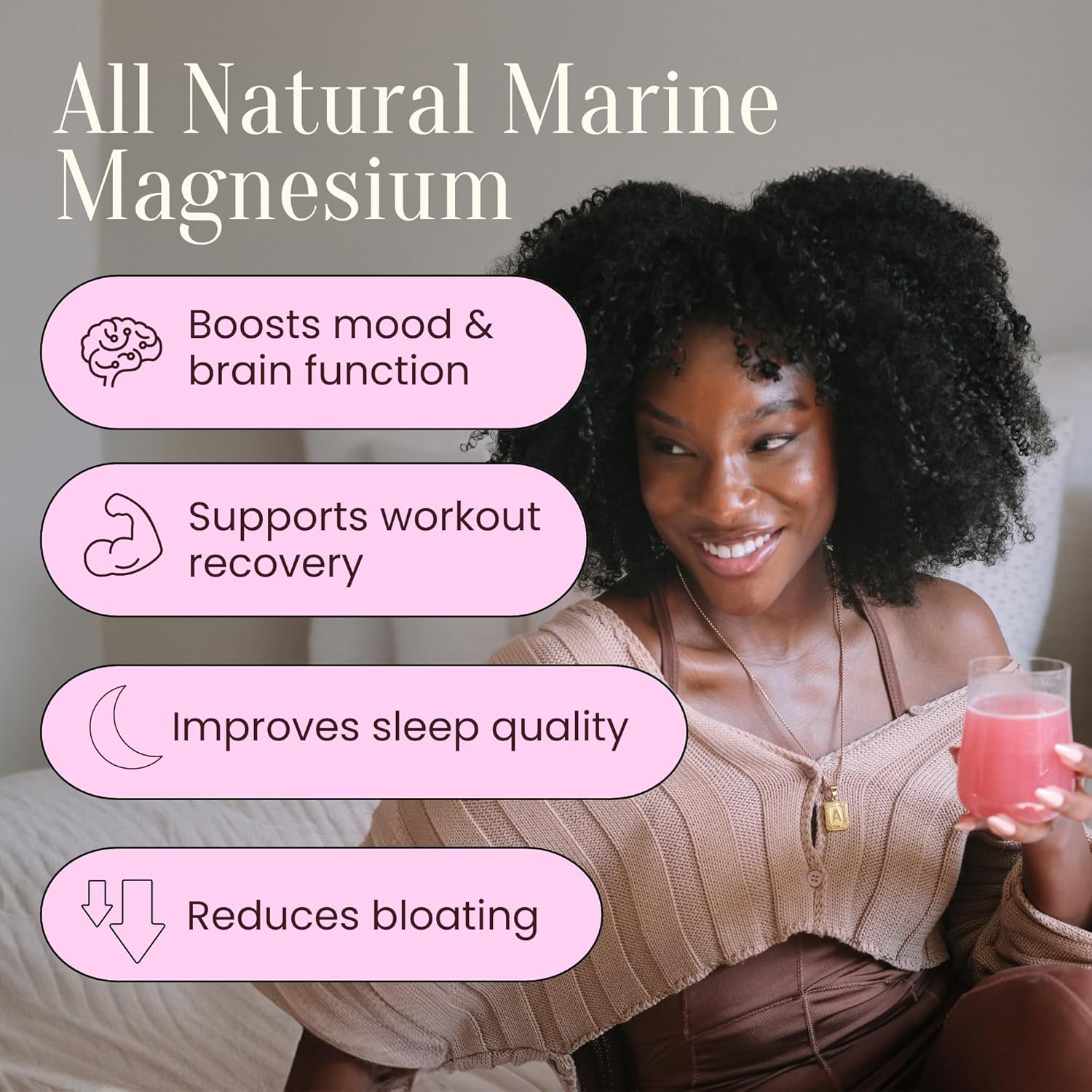 Whole Food Magnesium Powder (30 Servings) | from Ocean Sea Water & Icelandic Red Algae | Helps Sleep, Brain Function & Heart Health | Mixed Berry Flavor