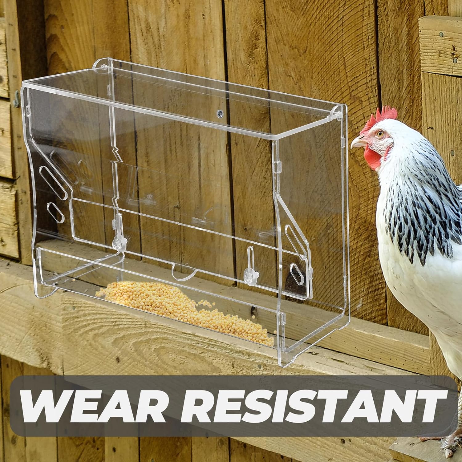 Automatic Acrylic Poultry Food Feeder Medium Chicken Feeding Trough for Parrots Cockatiels and Small Birds Indoor Pet Breeding Supplies