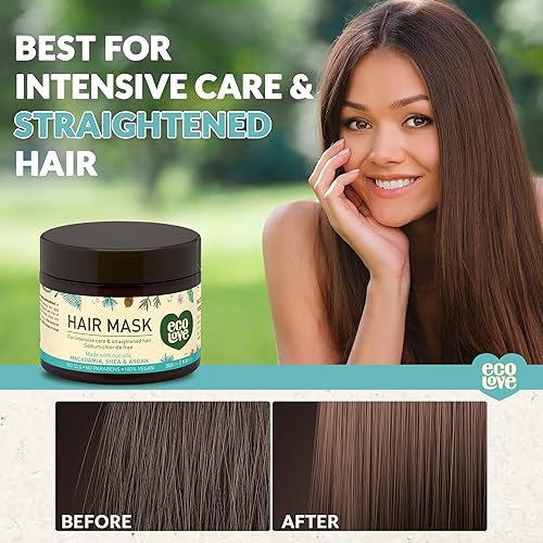 Miniatura 3 de ecoLove Mascarilla para el cabello acondicionador profundo máscara natural de macadamia máscara para el cabello con humedad de karité máscara para