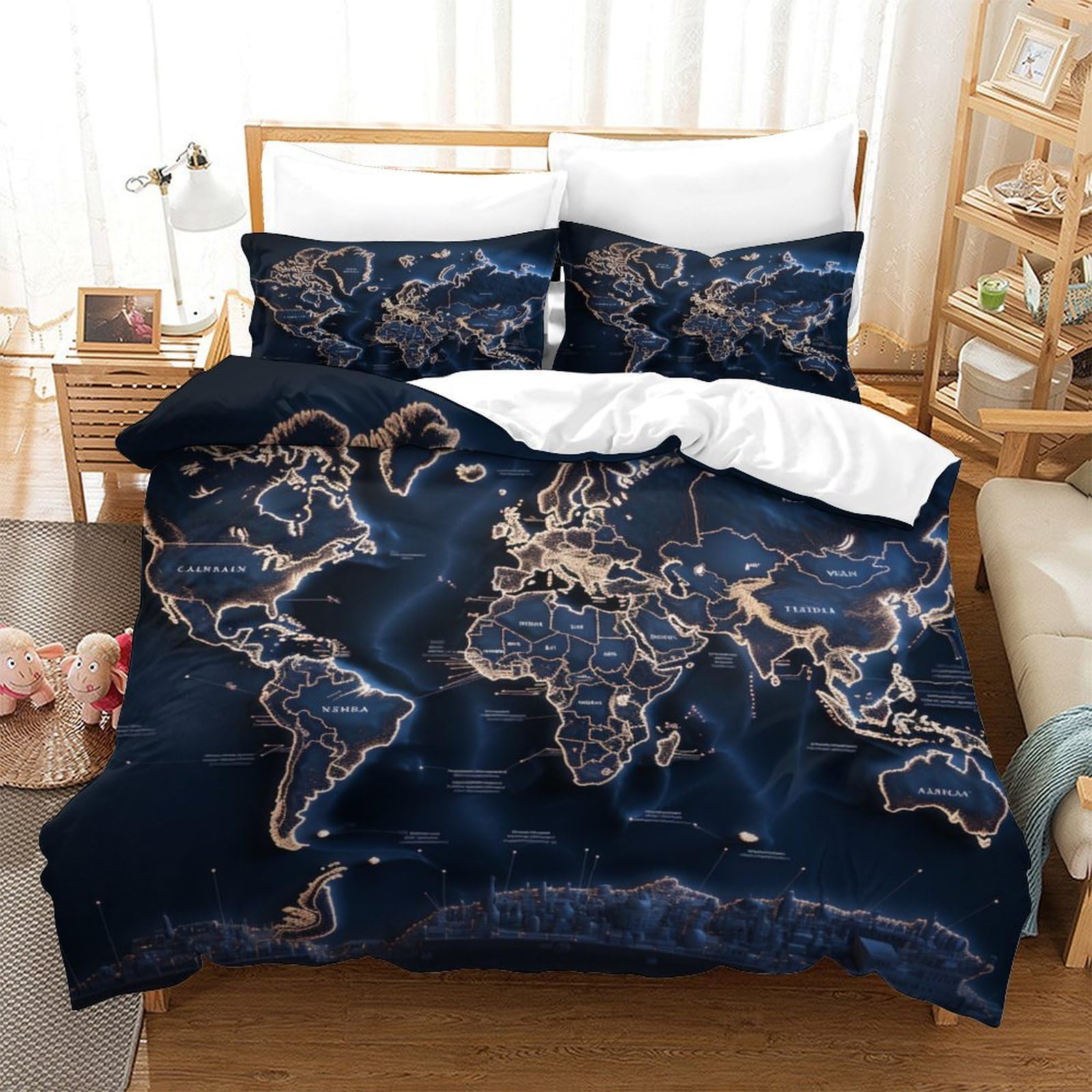 Parure de lit cráneo 3D science-fiction en microfibre avec housse de couette Queen 228x228cm et taies