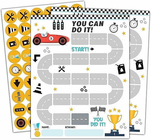 Tabla de recompensas de 20 autos de carreras con 432 calcomanías redondas, tabla de comportamiento de incentivos para niños en el aula en casa,