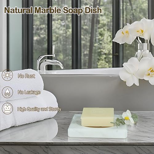 Miniatura 4 de Bandeja de jabón blanca con soporte para jabón de mármol, placa para baño, fregadero, cocina, encimera, dormitorio, tocador, accesorio de baño,