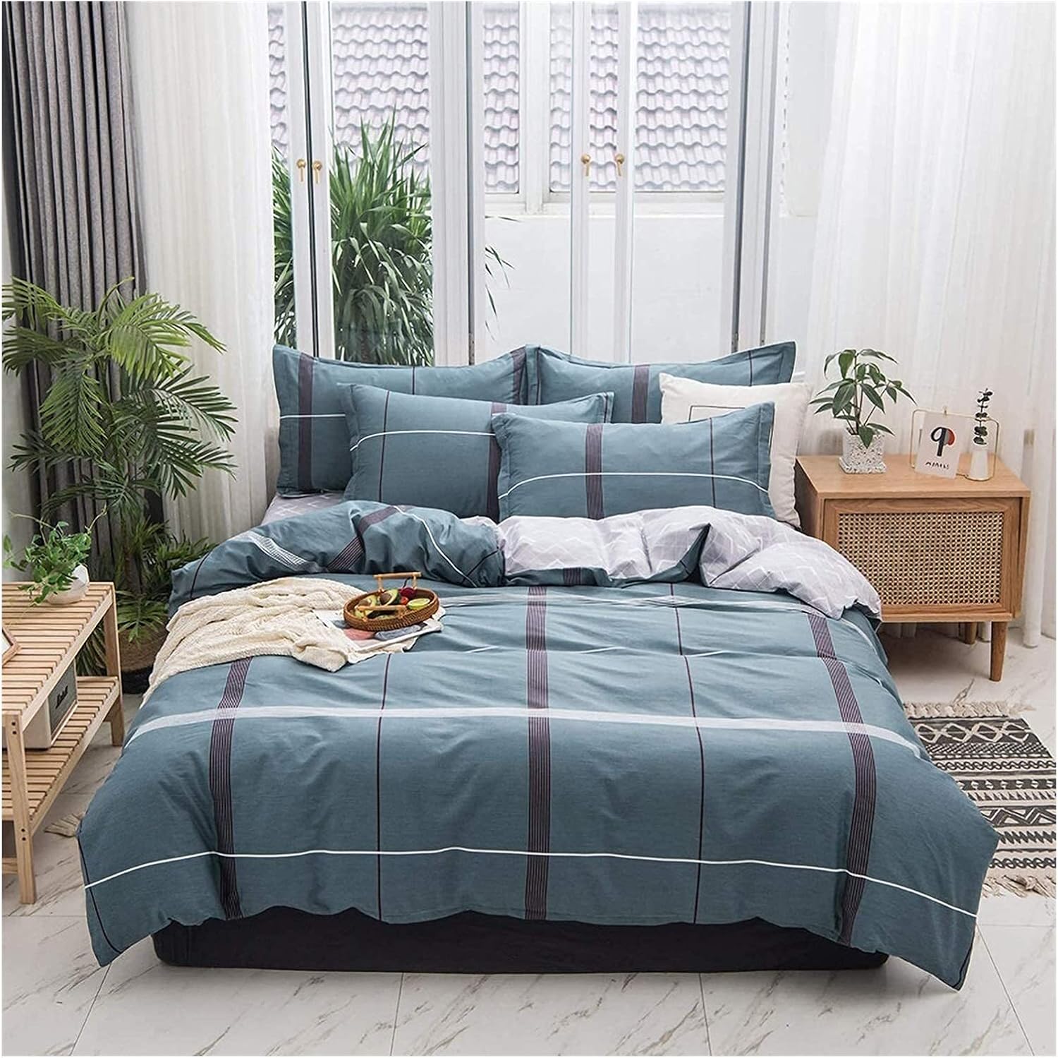 Bedding Set Four Piece Set Four Piece Bedding Set Pure Four Piece Set Cartoon Print Bedding Sheets Pillowcase Double Bedding Set - 100% (Colour: I) (I) (J)