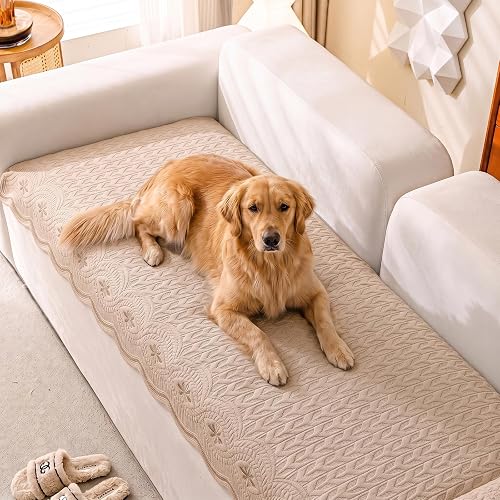 Eco-Ancheng Couch Cover for Dogs Cotton Quilted Sofa Couch Covers Non-Slip Sectional Sofa Slipcover Washable Dog Sofa Covers Furniture Protector for Pets Kids(Coffee,1PC/27.6x70.9in)