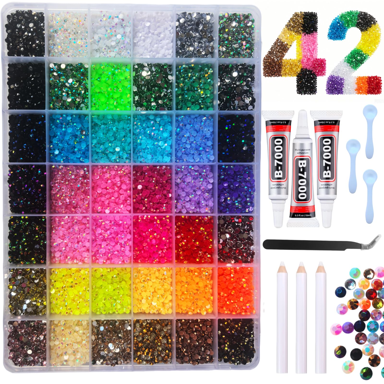 YZ&YL Premium Bedazzling kit with Glue and Tools, 42 Colors