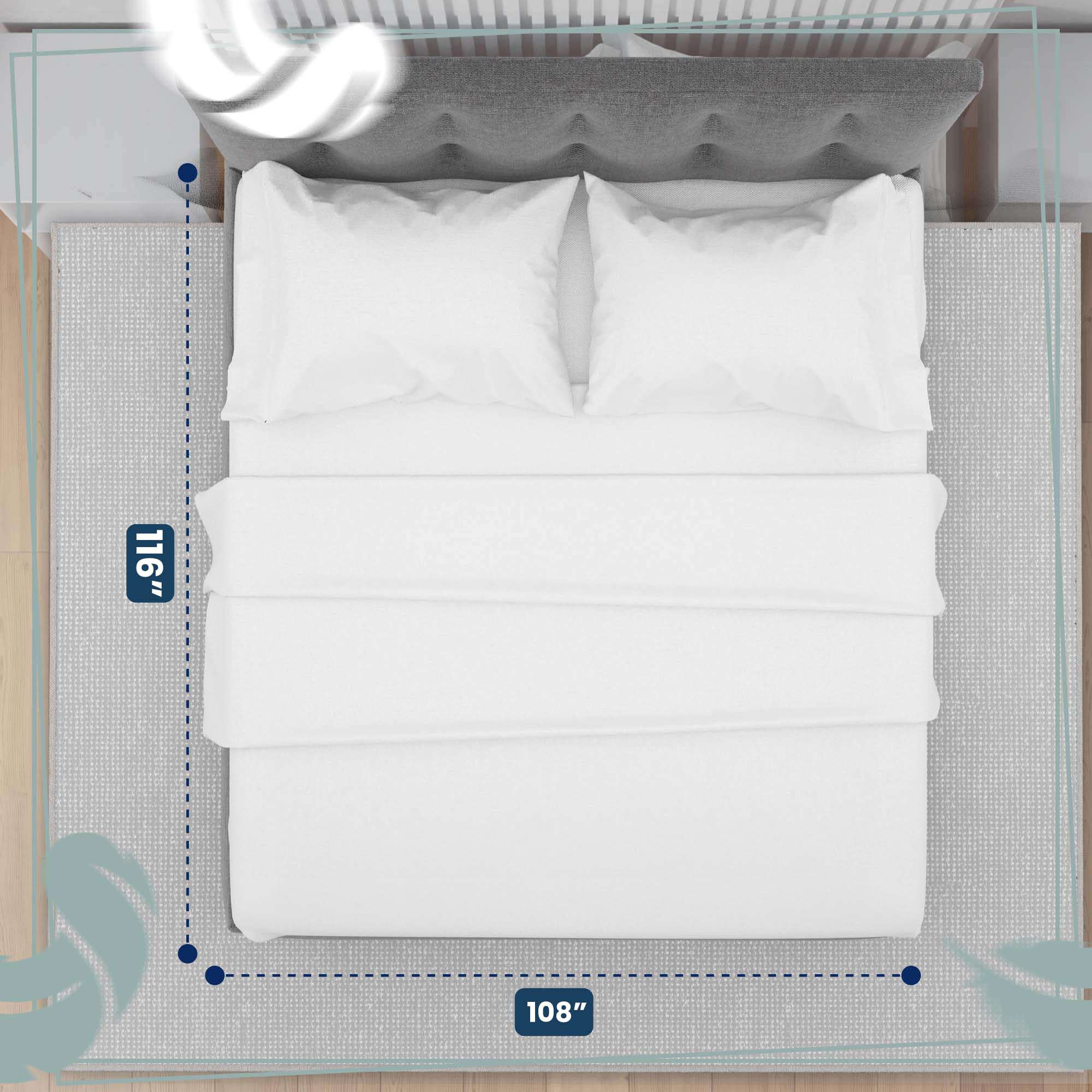 Bluspear Luxury White 100% Cotton King Flat Sheets Only - Wrinkle Free & Fade Resistant Top Sheet - Cooling Cotton King Size Flat Sheet Only.