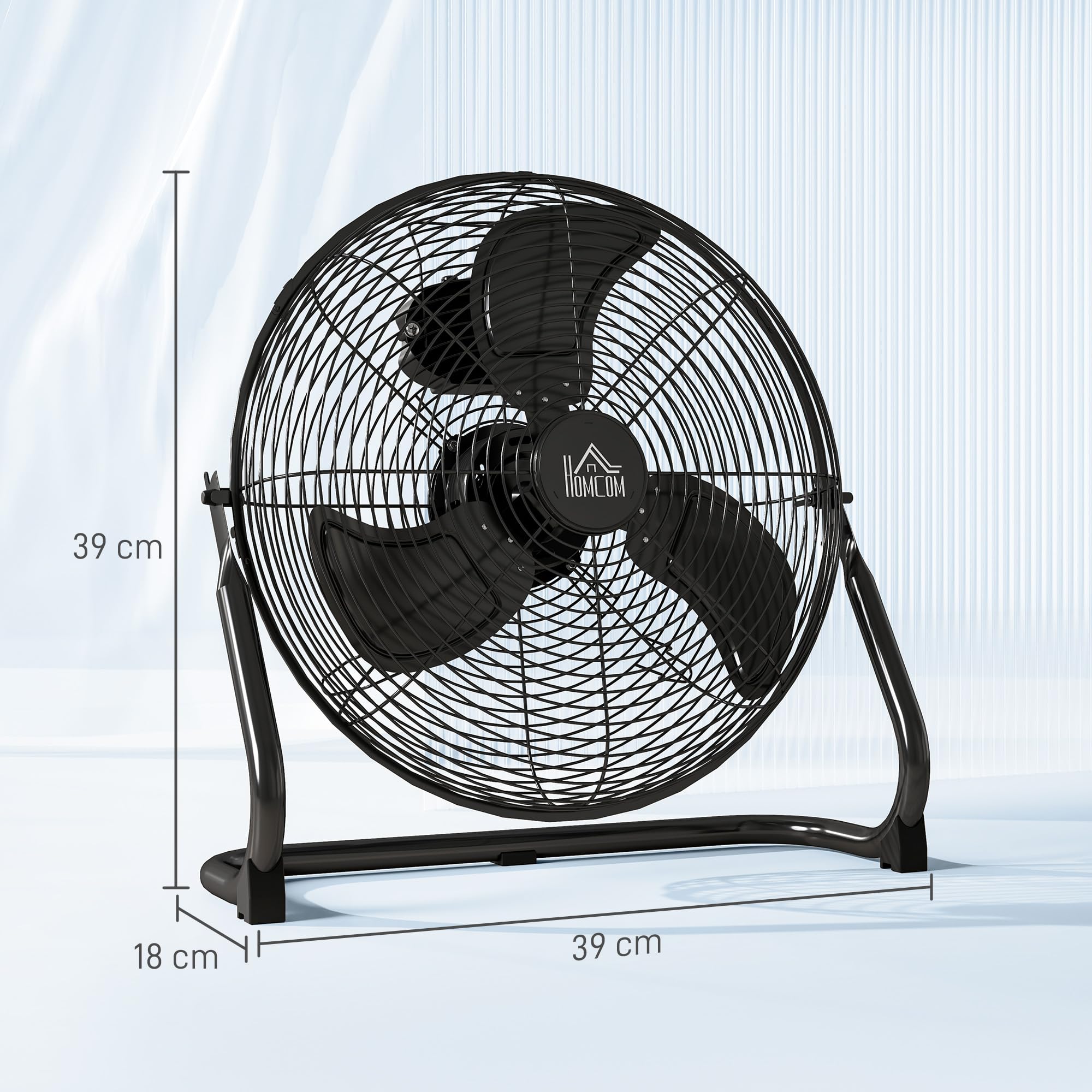 HOMCOM Windmaschine Retro Stil Tischventilator Elektrischer Ventilator mit 3 Geschwindigkeitsstufen, um 120° verstellbarer Winkel Bodenventilator für Zuhause, Büro, Schlafzimmer, Schwarz