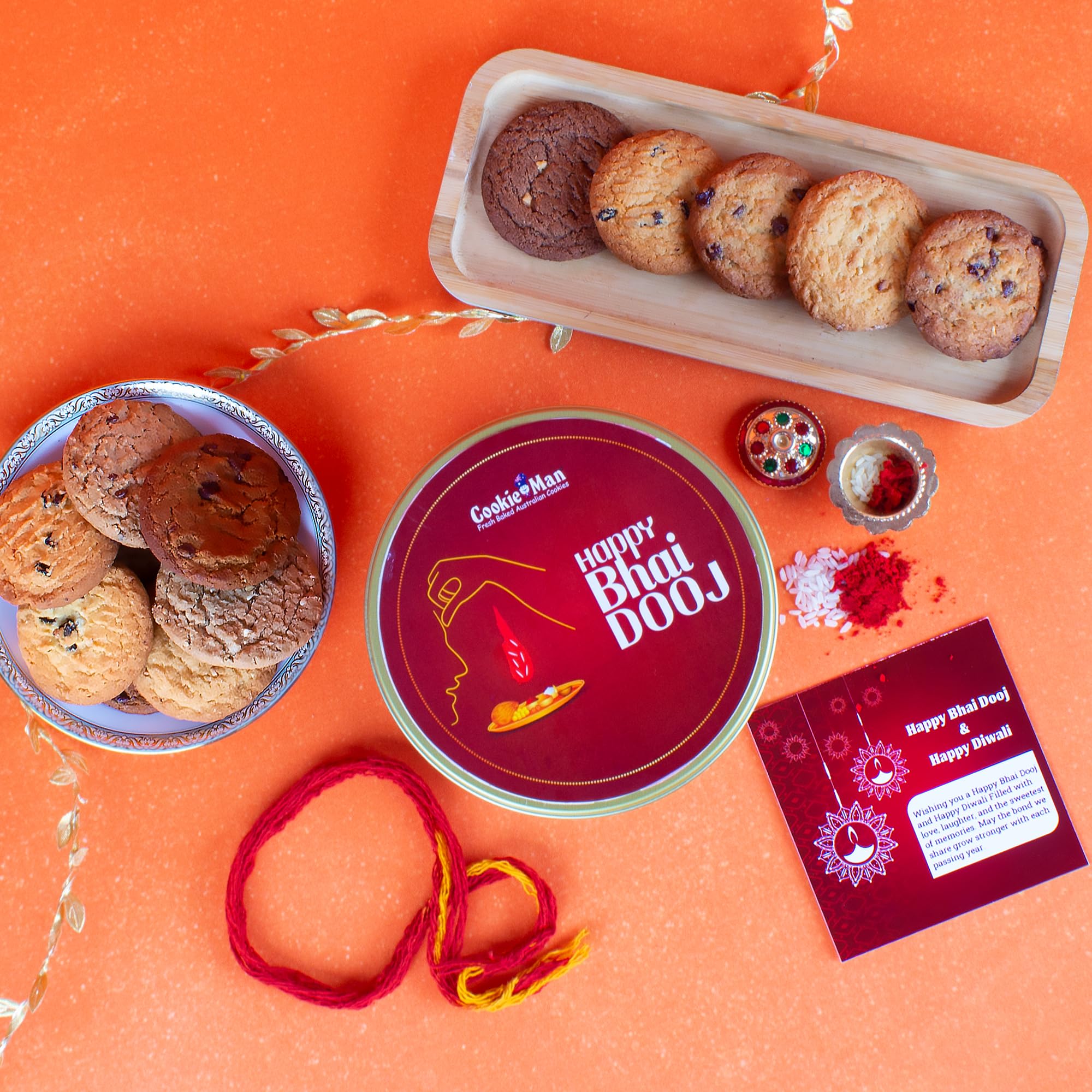 Cookieman Bhai Dooj Gift Set for Brother with Assorted Cookies 300g, Roli, Tika, Chawal, Moli Thread and Bhai Dooj Greeting Card for Brother (B0DHX3GL14) Amazon Price History, Amazon Price Tracker