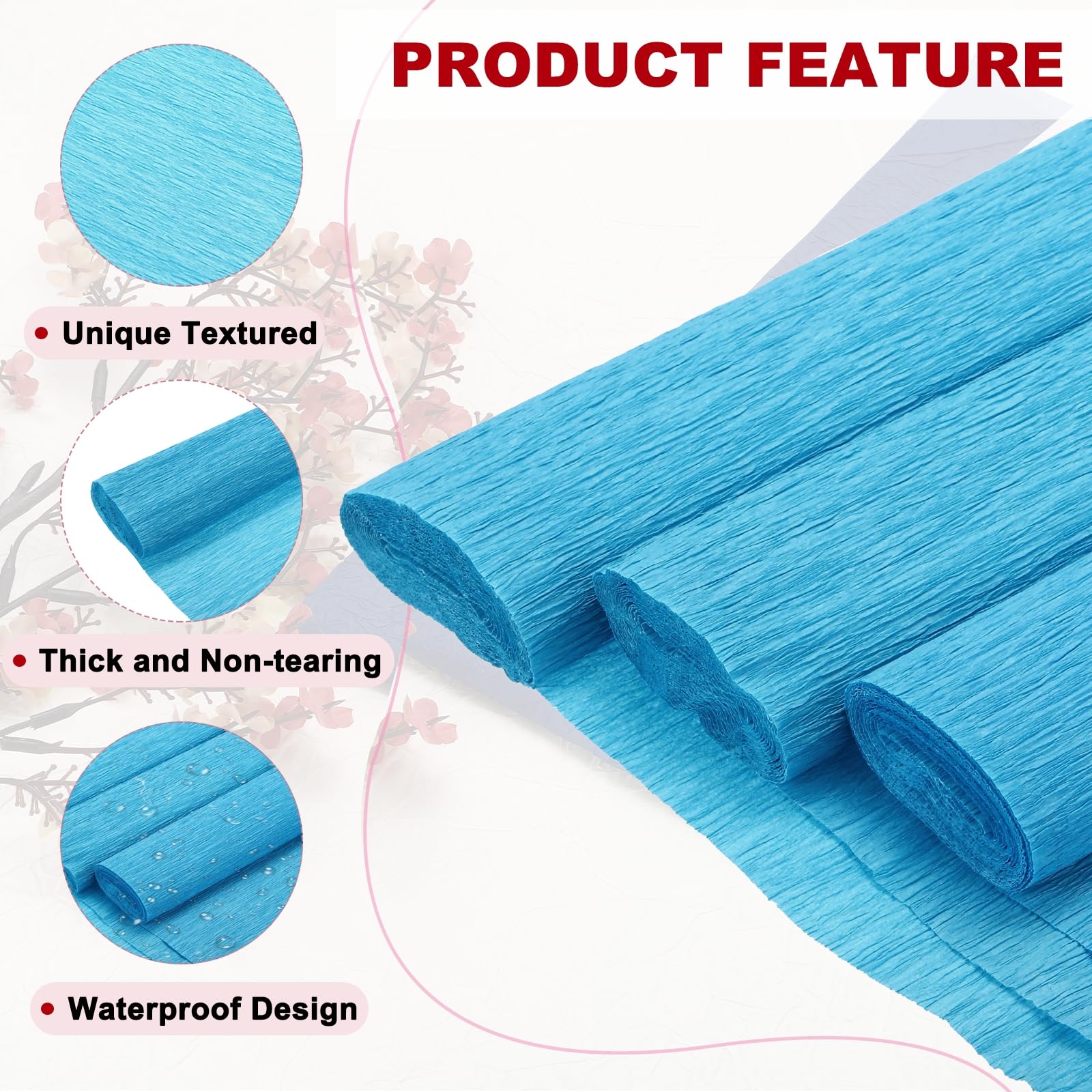 MECCANIXITY 6 rotoli di carta crespa da 2,5 m di lunghezza e 25 cm di larghezza, per cerimonie di nozze, varie decorazioni per festival, blu scuro