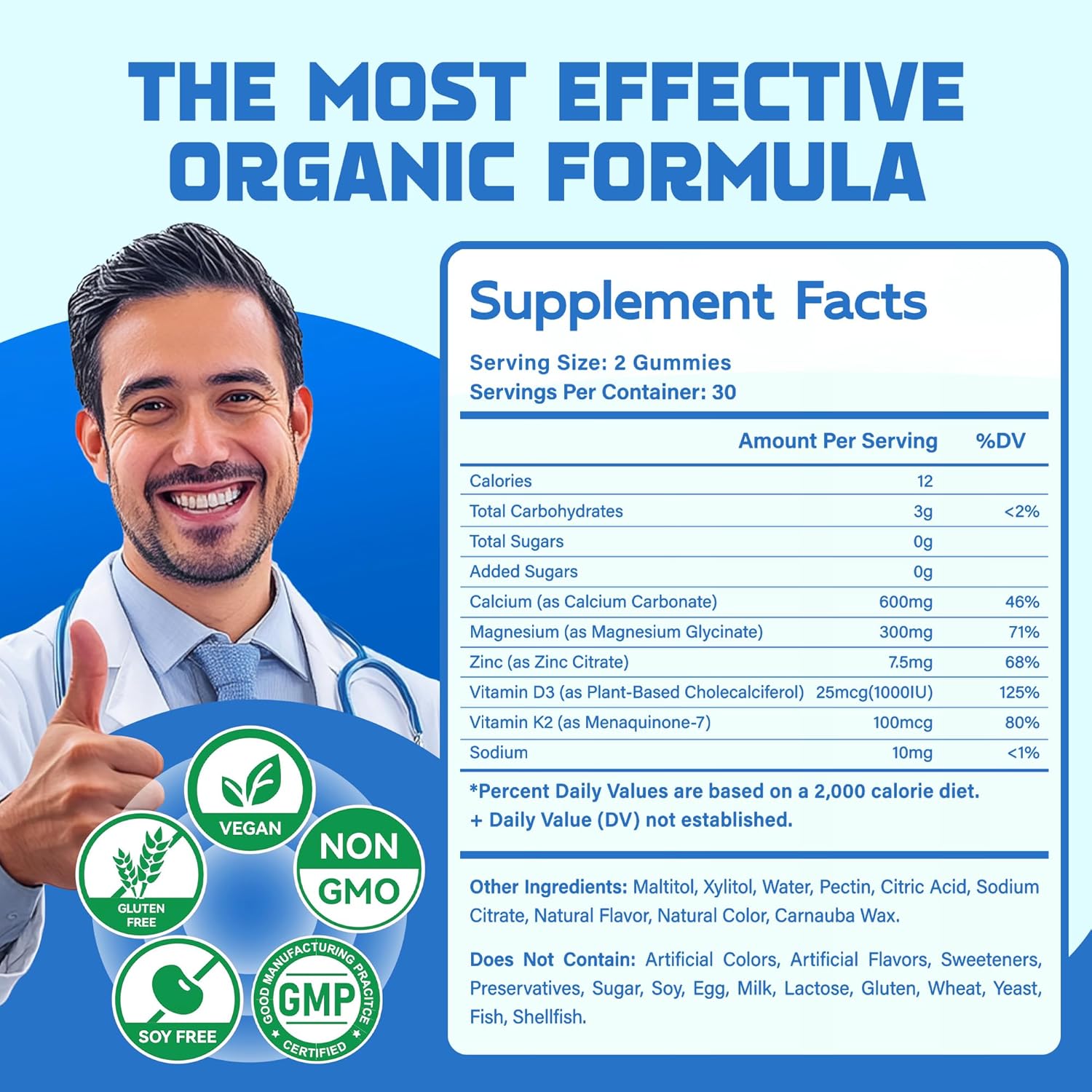Magnesium Glycinate Gummies - Sugar Free Magnesium Potassium Supplement with Vitamin D, B6, CoQ10 for Calm Mood & Sleep Support - 120 Blueberry Chews