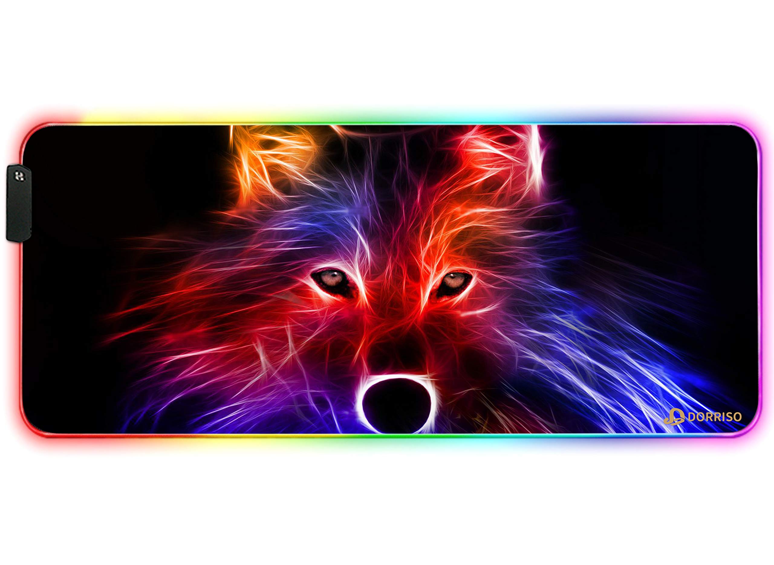 RGB DużA PodkłAdka Pod Mysz Do Gier 900x400x4 Mm Xxl 12 TrybóW śWiecenia Rgb Led Rozszerzone PodkłAdki Pod Mysz AntypośLizgowa Gumowa Podstawa Klawiatura PodkłAdki Pod Mysz Do Komputera Laptop Pc Biurko PodkłAdka Pod Mysz Do Gier Ognisty Wilk