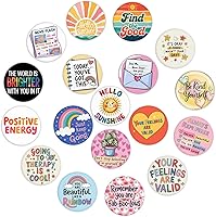 GTOTd 18-Pack 1.5 Inch Positivity Motivational Button Pins - Inspirational Reward Badges for Kids, Students, Workers & Gifts